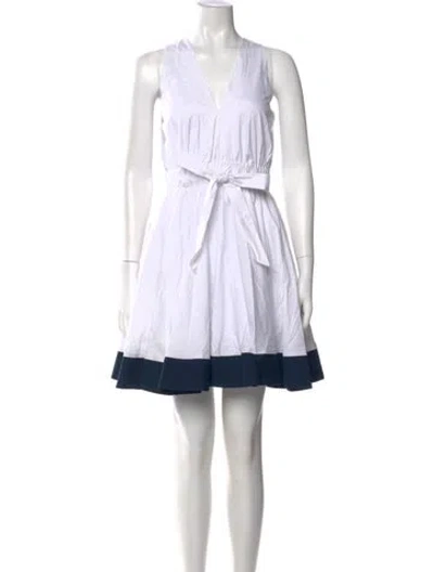 Pre-owned Milly V-neck Mini Dress In White