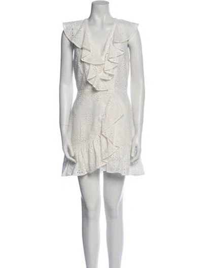 Pre-owned Milly V-neck Mini Dress In White