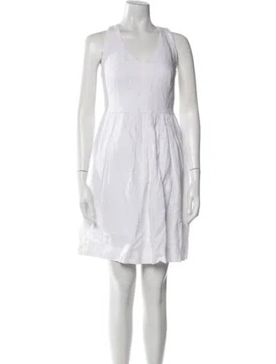 Pre-owned Milly V-neck Mini Dress In White