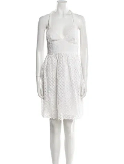 Pre-owned Milly V-neck Mini Dress In White