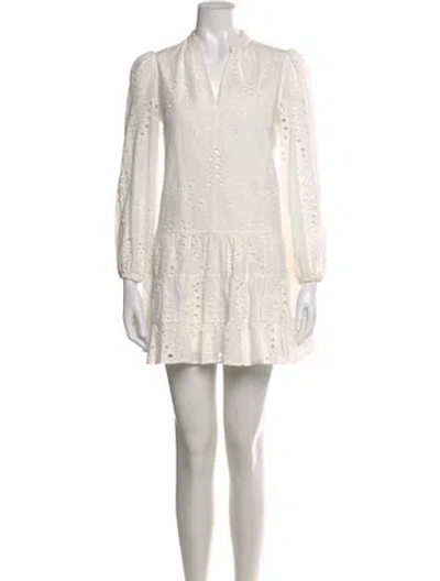 Pre-owned Milly V-neck Mini Dress In White