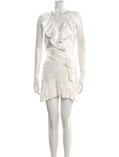 Pre-owned Milly V-neck Mini Dress In White