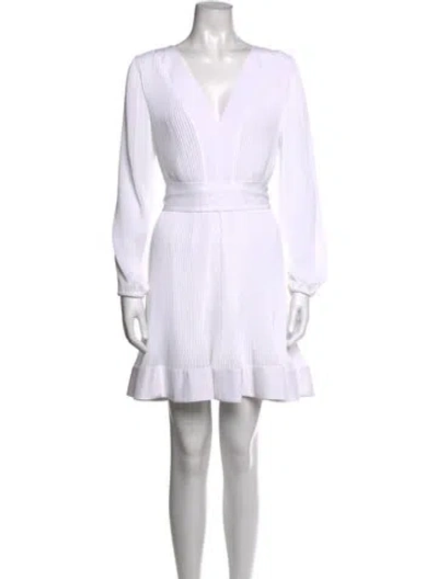 Pre-owned Milly V-neck Mini Dress In White