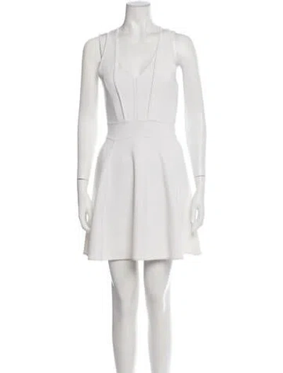 Pre-owned Milly V-neck Mini Dress In White