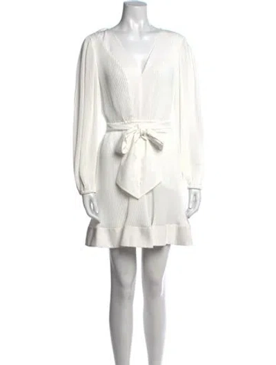 Pre-owned Milly V-neck Mini Dress In White
