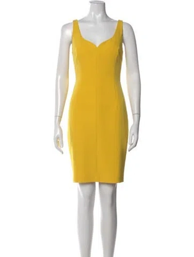 Pre-owned Milly V-neck Mini Dress In Yellow