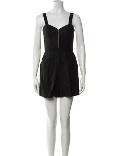 Pre-owned Milly V-neck Romper In Black