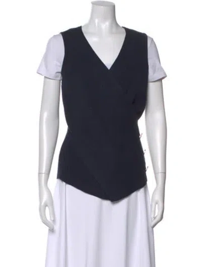 Pre-owned Milly V-neck Sleeveless Top In Blue