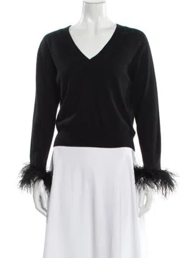 Pre-owned Milly V-neck Sweater In Black