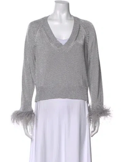 Pre-owned Milly V-neck Sweater In Gray