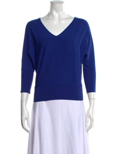 Pre-owned Milly V-neck Sweater W/ Tags In Blue