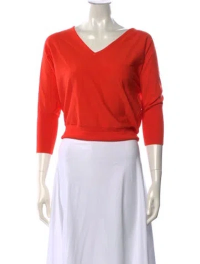 Pre-owned Milly V-neck Sweater W/ Tags In Orange
