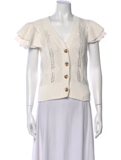 Pre-owned Milly V-neck Sweater In White