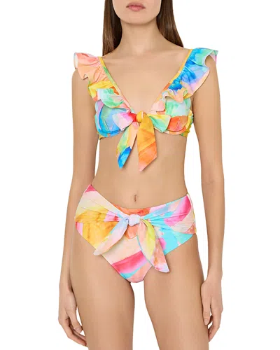 MILLY WATERCOLOR RUFFLED BIKINI TOP