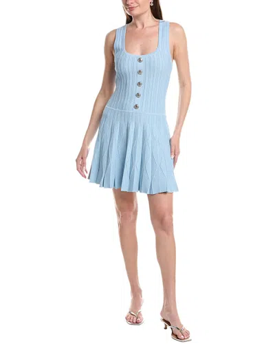 Milly Wave Godet Flare Knit Mini Dress In Blue