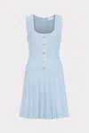 Milly Wave Godet Flare Knit Mini Dress In Light Blue