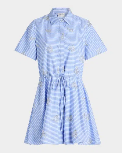 Milly Willa Beaded Mini Dress In Blue
