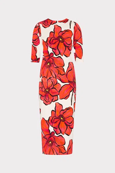 MILLY WINDFLOWER JERSEY MIDI DRESS