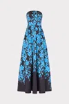 Milly Winona Flower Strapless Gown Maxi Dress In Multi