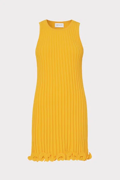 Milly Wired Edge Swing Mini Dress In Orange