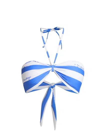 Milly Women's A La Plage Striped Halterneck Bikini Top In Blue