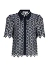 Milly Addison Sheer Lace Top In Multi