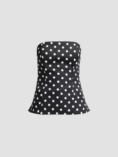 Milly Women's Aiden Polka Dot Bustier Top In Black White
