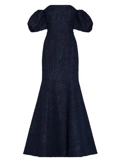 Milly Women's Alexi Off-the-shoulder Mermaid Gown In Navy