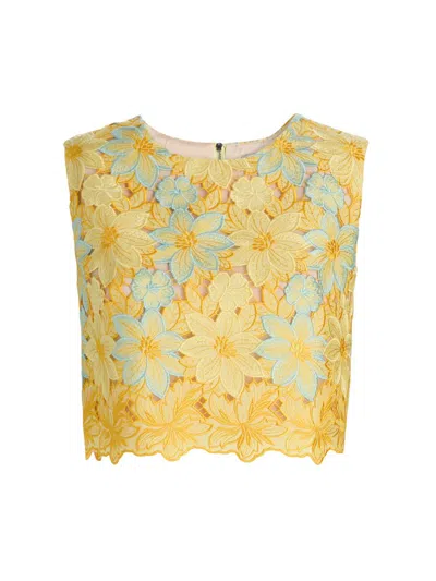 Milly Women's Alina Lace Sleeveless Top In Yellow