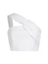 Milly Women's Arantza Draped One-shoulder Crop Top In White