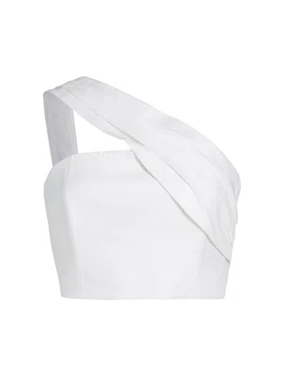 Milly Women's Arantza Draped One-shoulder Crop Top In White
