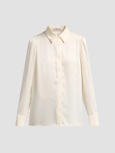 Milly Women's Ashton Embellished Crushed Satin Blouse In White