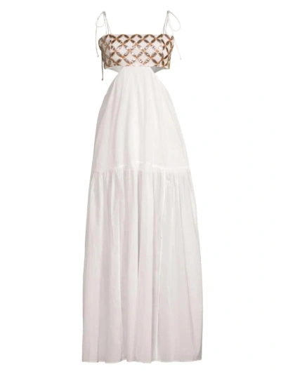 Milly Women's Atalia Mirror Cut-out Maxi Dress In White