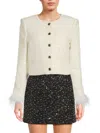 Milly Women's Aya Embellished & Feather Trim Jacket In White