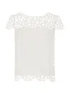 Milly Baby Curled Lace Short Sleeve Top In White