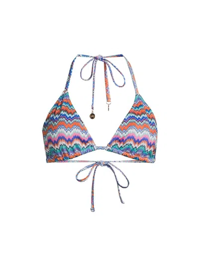 Milly Women's Barcelona Metallic Chevron Triangle Bikini Top In Multi