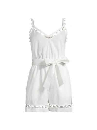 Milly Women's Beaded Cotton Voile Romper In White