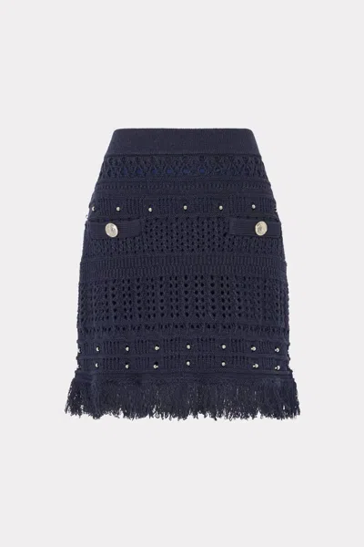 Milly Women's Beaded Fringe Mini Skirt In Blue In Black