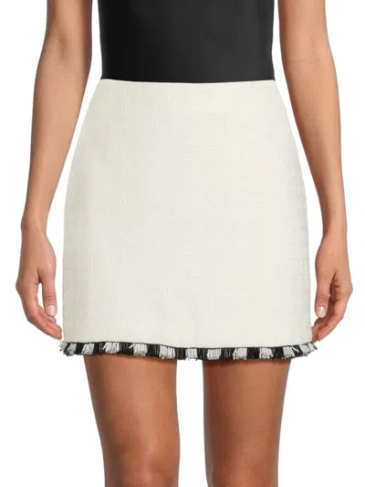 Milly Women's Beaded Fringe Tweed Miniskirt