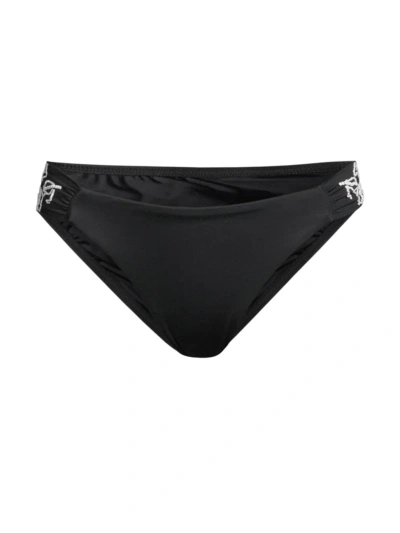 Milly Women's Beaded Ruched Bikini Bottom In Black