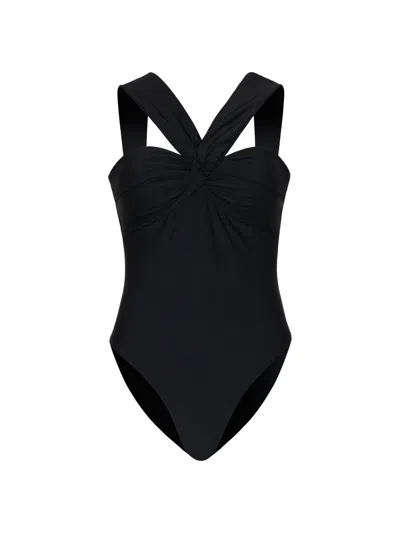 Milly Betsy Draped One Piece Swimsuit In Black