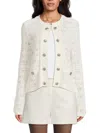 Milly Bubble Pointelle Knit Jacket In White