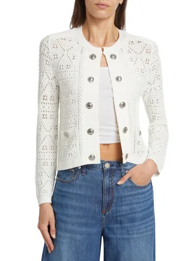 Milly Women's Bubble Pointelle Knit Jacket In White