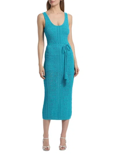 Milly Women's Bubble Pointelle Knit Midi-dress In Blue