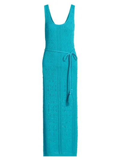 Milly Women's Bubble Pointelle Knit Midi-dress In Blue