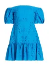 Milly Women's Butterfly Eyelet Off The Shoulder Dress In Blue