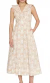 Milly Butterfly Eyelet Ruffle Midi Dress In Neutral