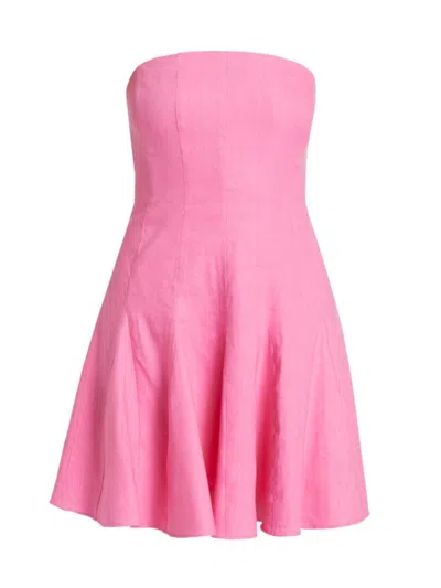 Milly Women's Cameron Solid Linen Strapless Dress In Pink