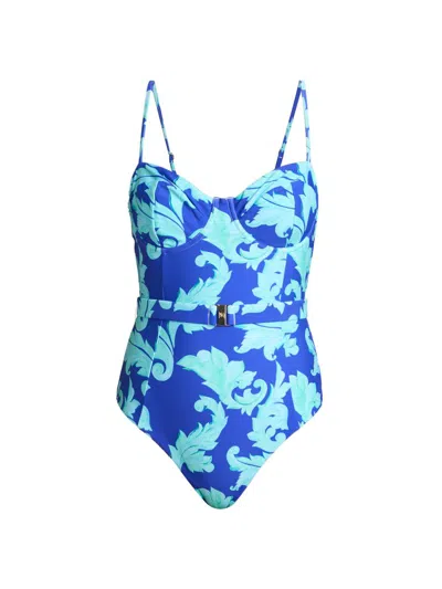 MILLY WOMEN'S CANOPEE GRAPHIC BELTED ONE-PIECE SWIMSUIT