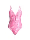 Milly Canopee Ruched Loop One-piece Swimsuit In Pink